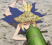 kohaku spying through her telescope